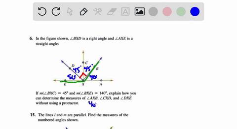 in-the-figure-shown-lbxd-is-right-angle-and-laxe-is-a-straight-angle-if-m-lbxc-45-ad-mlbxe-1409-explain-how-you-can-determine-the-measures-of-laxb-lcxd-and-ldxe-without-using-protractor-15-t-26334