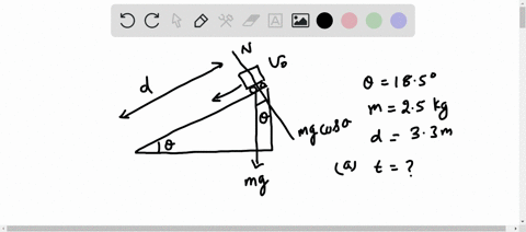 a-cart-which-has-a-mass-of-m-250-kg-is-sitting-at-the-top-of-an-inclined-plane-which-is-330-meters-long-and-which-meets-the-horizontal-at-an-angle-of-b-185-a-how-long-will-it-take-for-this-c-46849