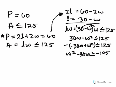the-perimeter-of-a-rectangle-is-60-feet-describe-the-possible-lengths-of-a-side-if-the-area-of-the-rectangle-is-not-to-exceed-125-square-feet-express-the-possible-lenghts-of-a-side-in-interv-14727