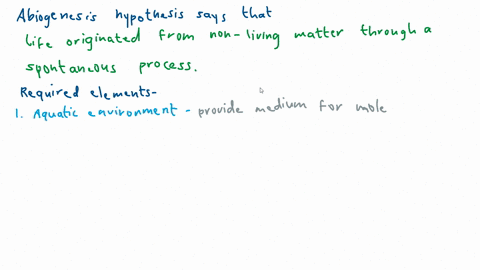 hypotheses-for-abiogenesis-generally-require-a-few-key-elements-including-an-aquatic-environment-a-way-to-concentrate-the-molecules-of-life-a-membrane-bubble-and-what-else-a-self-replicating-molecule