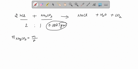 a-solution-of-hydrochloric-acid-is-standardized-using-pure-na2co3-as-the-primary-standard-the-net-ionic-equation-is-co32-2h-h2o-co2-g-a-sample-of-na2co3-weighing-03827g-required-4126ml-of-hc-03197
