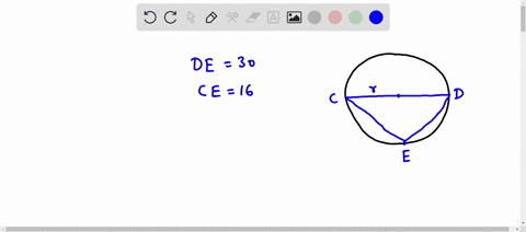 in-circle-k-diameter-cd-is-drawn-and-point-e-is-located-on-the-circle-such-that-ce16-and-de30-what-is-the-length-of-the-radius-of-circle-k-54303