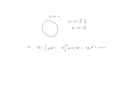 a-solid-nonconducting-sphere-of-radius-r-68-cm-has-a-nonuniform-charge-distribution-of-volume-charge-density-p-167-pcmjrr-where-r-is-radial-distance-from-the-spheres-center-a-what-is-the-sph-84463