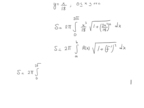 find-the-area-of-the-surface-generated-when-the-given-curve-is-revolved-about-the-given-axis-yfracx318-for-0-leq-x-leq-3-sqrt2-about-the-x-axis