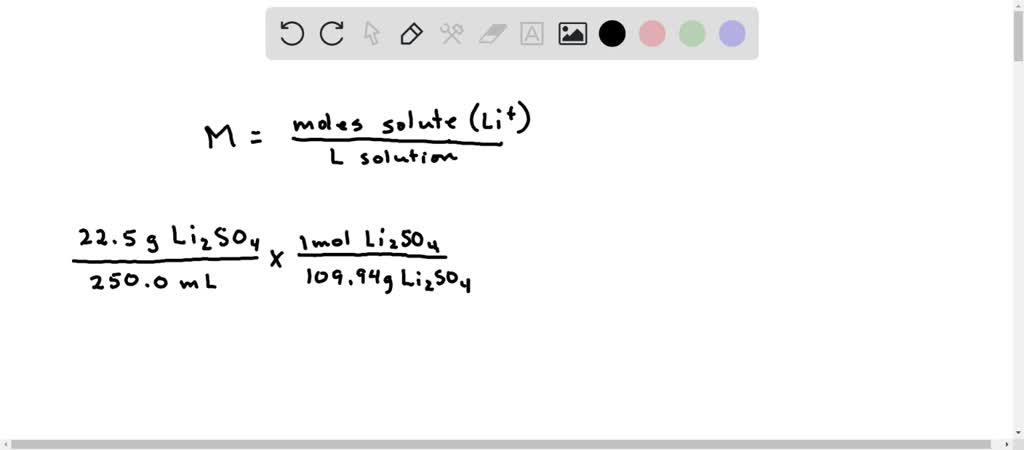 SOLVED: What is the concentration, in mol L-1, of lithium ions, Li+(aq ...