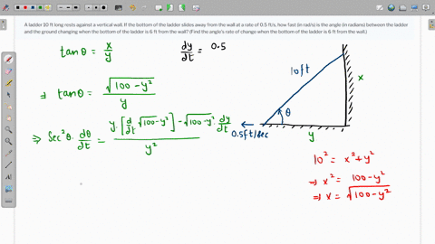 SOLVED: A Ladder 10 Ft Long Rests Against A Vertical Wall. If The ...