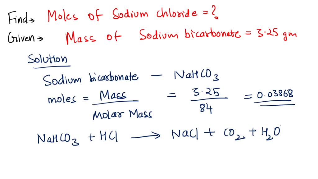 SOLVED Suppose you had started with 3.25 grams of sodium bicarbonate