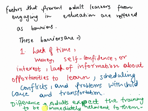 section-a-question-1-in-your-words-opinion-what-are-the-barriers-to-learning-and-development-of-the-adult-learner-how-do-adults-differ-from-young-students-in-the-way-the-learn-92237