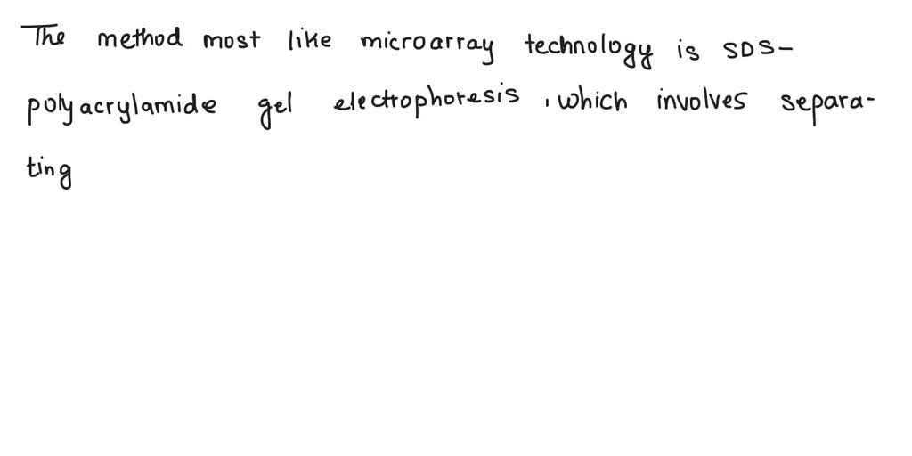 SOLVED Which method is MOST like microarray technology? A. gel