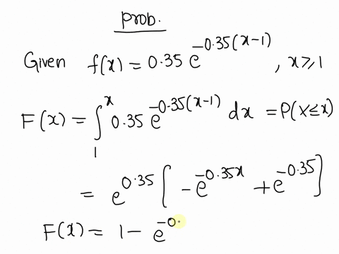 based-on-an-analysis-of-sample-data-an-article-proposed-the-pdf-fx-035e035x-1-when-x-1-as-a-model-for-the-distribution-of-x-time-sec-spent-at-the-median-line-round-your-answer-to-three-decimal-places-