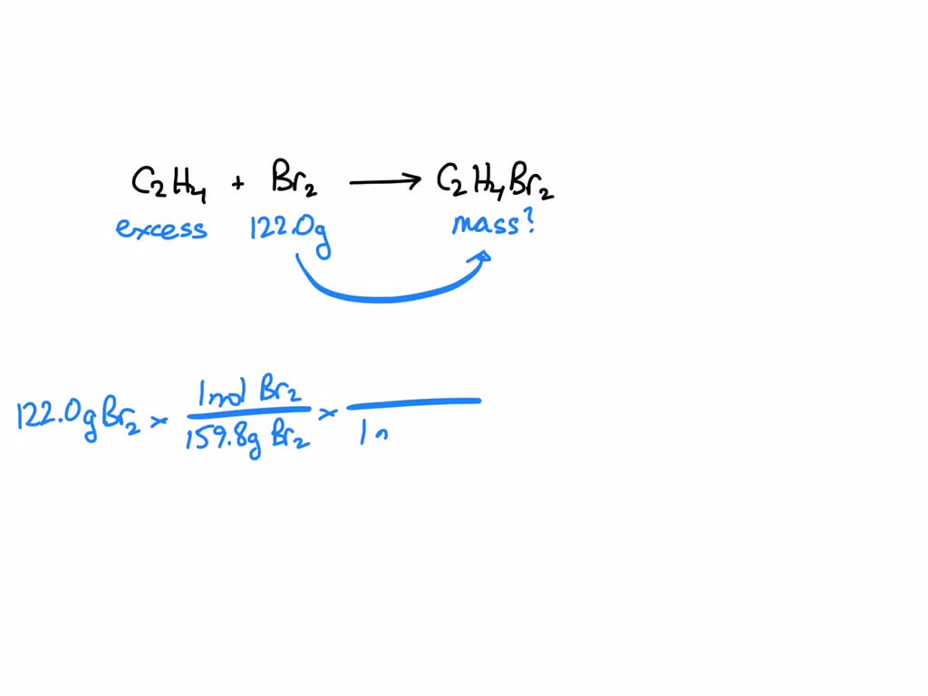 SOLVED Liquid bromine (Br2) reacts with ethylene (C2H4) to form