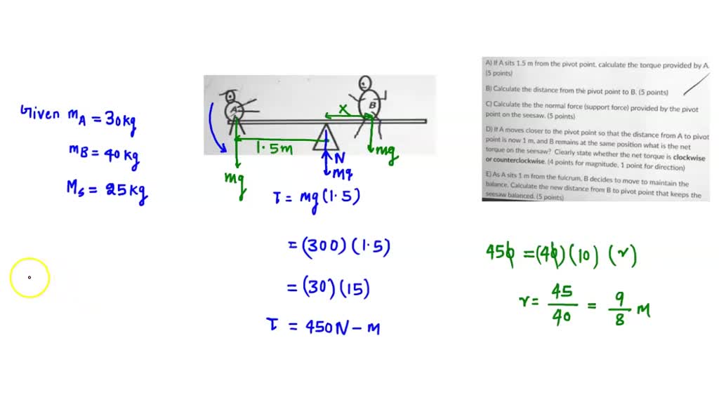 SOLVED Two kids A and B are on a balanced seesaw with the pivot point