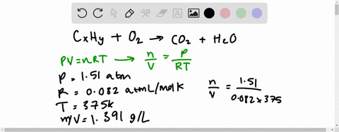 consider-a-sample-of-a-hydrocarbon-at-0959-atm-and-298-k-upon-combusting-the-entire-sample-in-oxygen-you-collect-a-mixture-of-gaseous-carbon-dioxide-and-water-vapor-at-151-atm-and-375-k-this-mixture-h