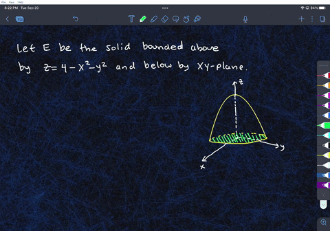 evaluate-the-volume-of-the-solid-bounded-by-the-paraboloid-z-4-_-x2-y2-and-the-xy-plane-sketch-a-picture-of-the-solid-87555