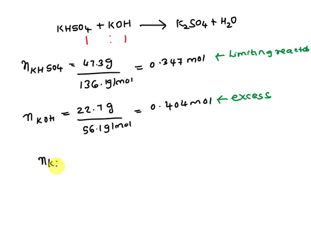 SOLVED: For the following reaction; 47.3 grams of potassium hydrogen ...