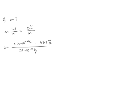 an-electron-enters-the-region-of-a-uniform-electric-field-as-shown-with-vi-5-x-106-ms-and-e-463-nc-the-horizontal-length-of-the-plates-is-0100-m-what-is-the-magnitude-of-electrons-accelerati-61312
