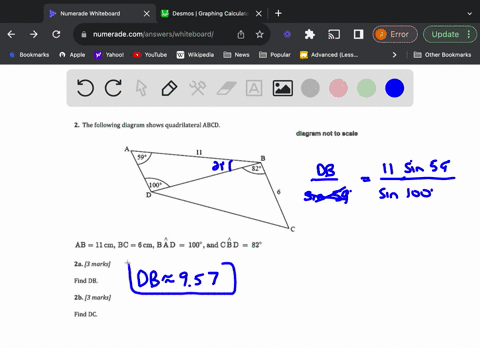 the-following-diagram-shows-quadrilateral-abcd-diagram-not-to-scale-59-1008-ab-11-cm-bc-6-cm-bad-100-and-cbd-820-za-3-marks-find-db_-zb-3-marks-find-dc-82181