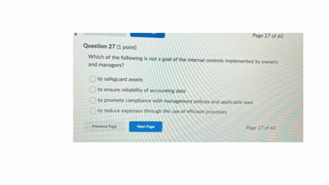 page-27-of-60-question-27-1-point-which-of-the-following-is-not-a-goal-of-the-internal-controls-implemented-by-owners-and-managers-to-safeguard-assets-to-ensure-reliability-of-accounting-data-to-promo