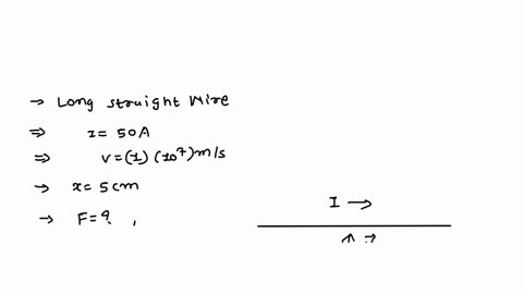a-long-straight-wire-carries-a-current-of-500-a-an-electron-travelling-at-10-x-107-mls-is-50-cm-from-the-wire_-what-force-magnitude-and-direction-acts-on-the-electron-if-the-electrons-veloci-91303