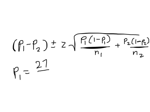 two-samples-are-taken-with-the-following-numbers-of-successes-and-sample-sizes-r1-27-r2-37-n1-84-n2-92-find-a-90-confidence-interval-round-answers-to-the-nearest-thousandth-p1-p2