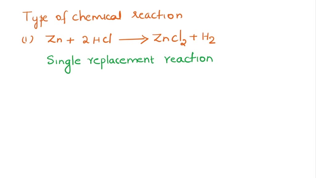 SOLVED Identify the type of chemical reactions. a.When zinc granules