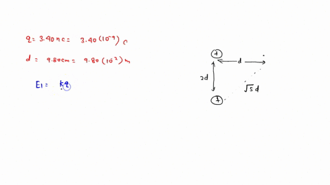 2d-the-charges-in-the-figure-above-both-have-a-magnitude-of-340-ncand-the-distance-dis-980-cm-what-is-the-magnitude-of-the-electric-field-at-the-dot-404e03-nc-382e03-nc-351e03-nc-376e03-nc-73102