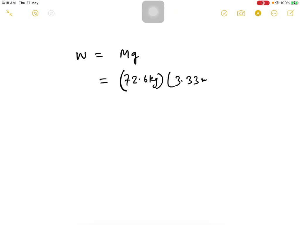 SOLVED A person has a mass of 72.6 kg. If you know that the