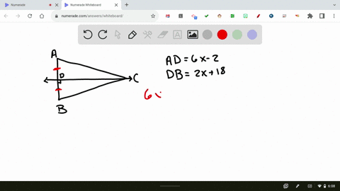 what-is-the-answer-cd-is-the-perpendicular-bisector-of-ab-ad-6x-2-and-db-2x-18-determine-the-value-of-x-x-enter-49174