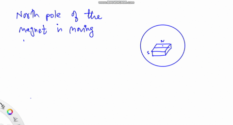 a-magnet-lowered-into-loop-of-wire-the-diagram-below-shows-top-down-view-of-the-oop-and-magnet-while-the-north-pole-of-the-magnet-is-moving-toward-the-loop-the-current-in-the-loop-must-be-de-86197