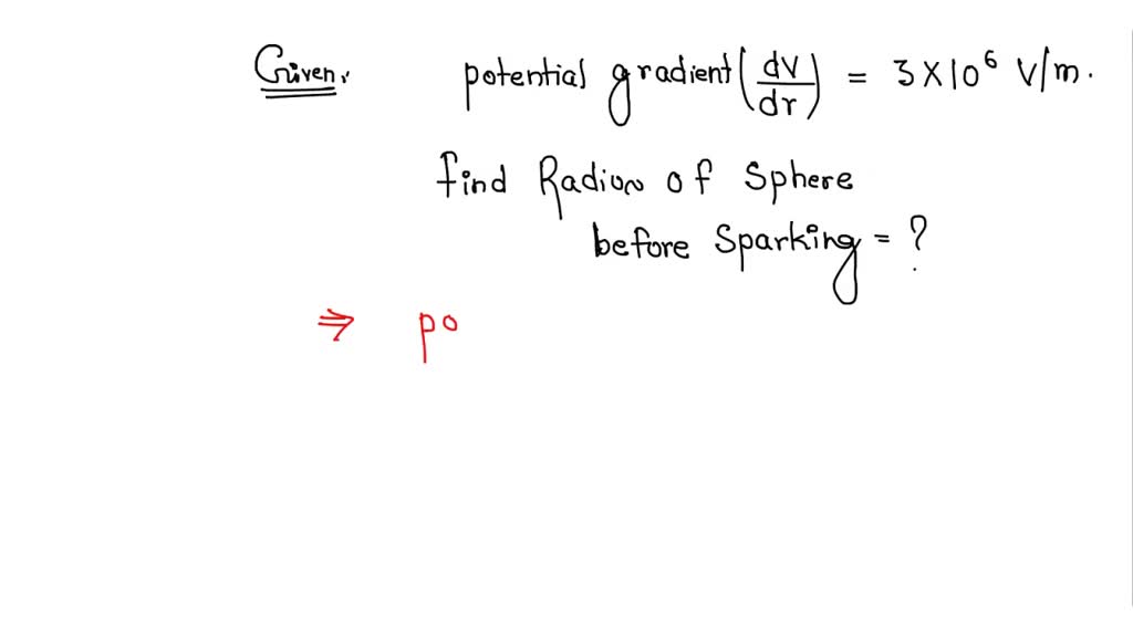A spark passes in air when the potential gradient at the surface of a