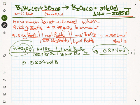 a-consider-the-reaction-b2h6g-3-o2g-b2o3s-3-h2og-h-2035-kj-how-much-heat-is-released-when-a-mixture-of-985-g-b2h6-and-772-g-o2-is-burned-b-the-specific-heat-capacity-of-graphite-is-071-jc-g-33334