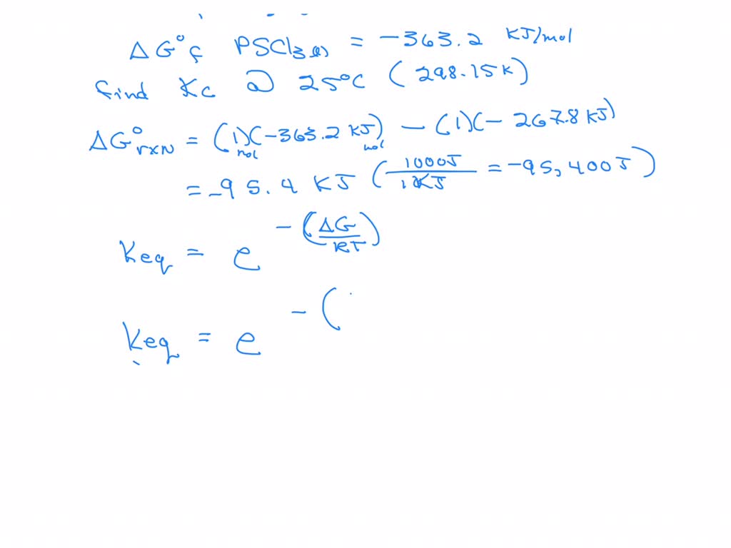 SOLVED: Calculate the equilibrium constant at 25°C for the following ...