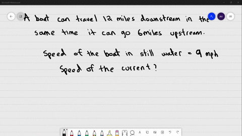 a-boat-can-travel-12-miles-downstream-in-the-time-it-can-go-6-miles-upstream-if-the-speed-of-the-boat-in-still-water-is-9-mph-what-is-the-speed-of-the-current-2