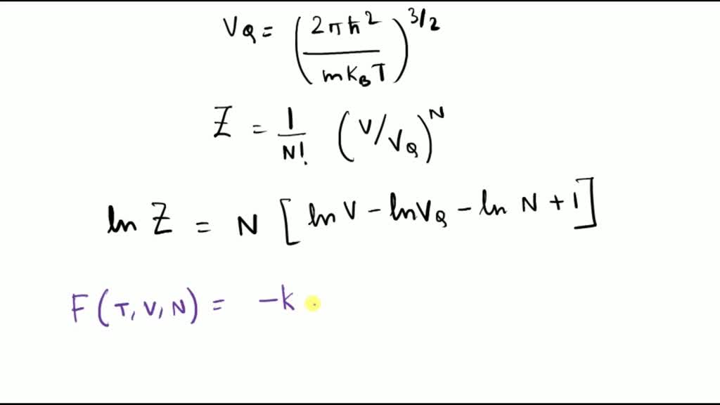 SOLVED Derivation of Ideal Gas Law from Partition Function (20 points