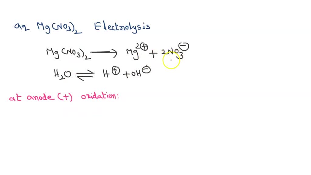 An aqueous solution of Mg(NO3)2 is electrolyzed. Give the chemical ...