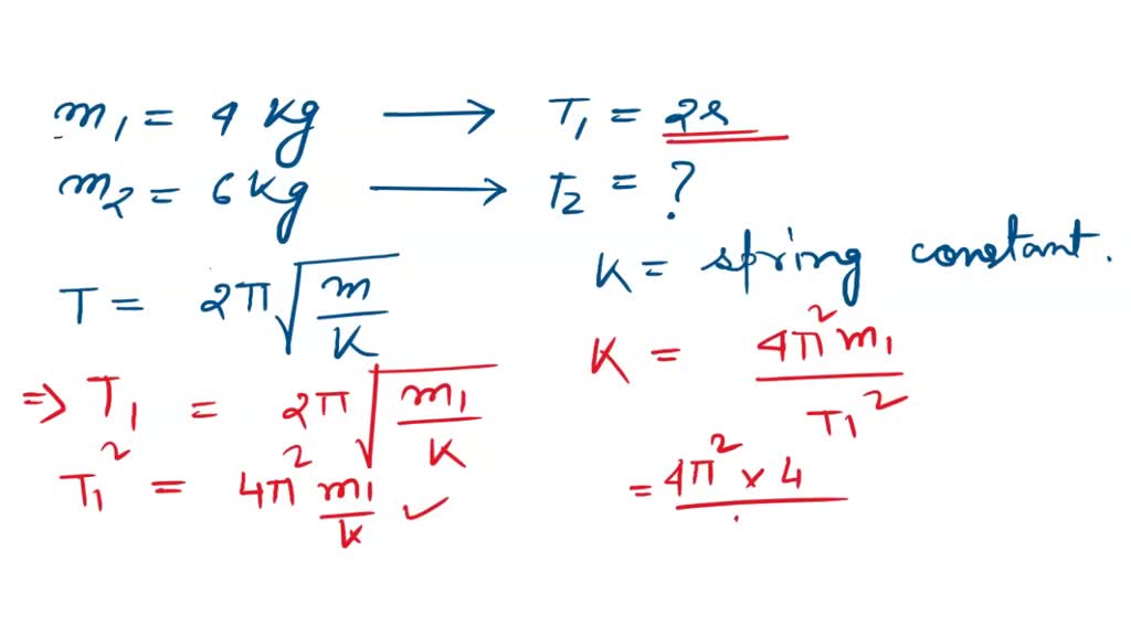 SOLVED: A 2kg mass on a spring with spring constant k-4 is oscillating ...