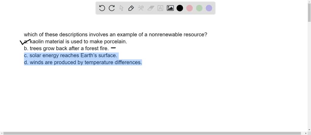 which of these descriptions involves an example of a nonrenewable resource