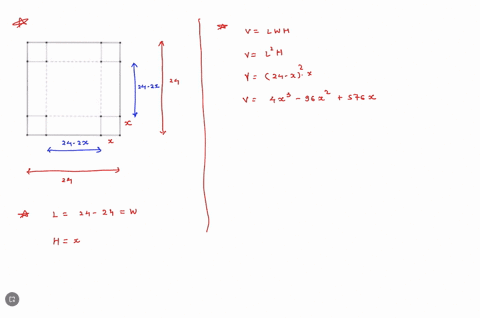 volume-an-open-box-of-maximum-volume-is-to-be-made-from-a-square-piece-of-material-24-centimeters-2-97842
