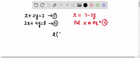 find-the-solution-to-the-system-of-equations-x-3y-7-and-2x-4y-8-1-isolate-x-in-the-first-equation-2-substitute-the-value-for-x-into-the-second-equation-3-solve-for-y-4-substitute-y-into-eith-19475