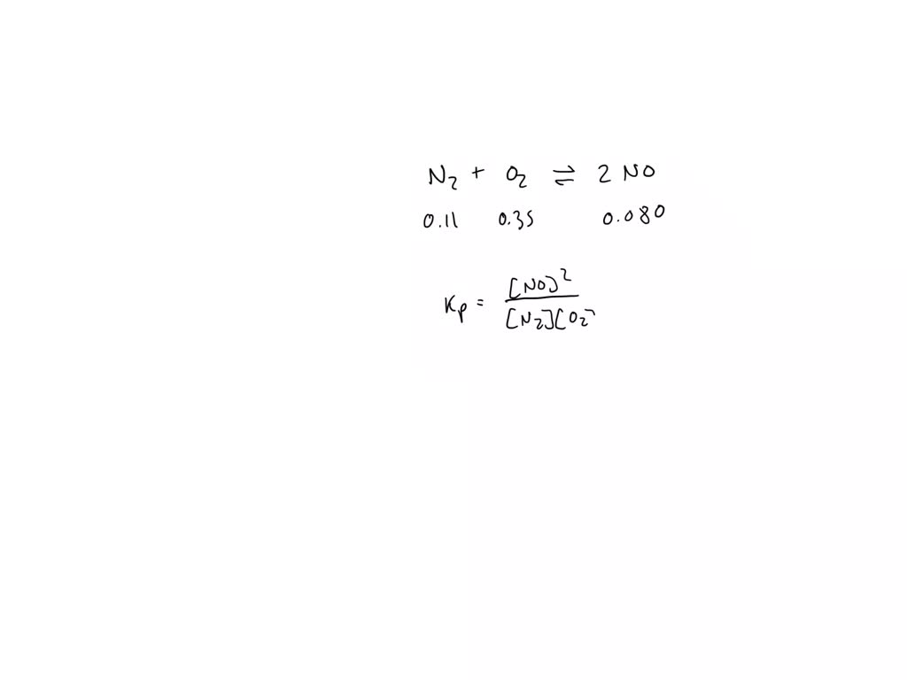 SOLVED Consider the reaction N2(g) + O2(g) ⇌ 2NO(g) If the equilibrium