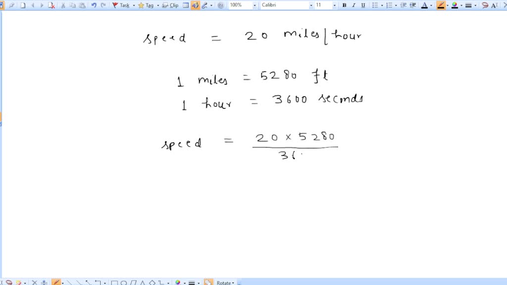 SOLVED A bicycle is traveling at 20 miles per hour. How many feet