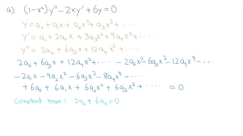 Solved The Legendre Equation Of Order A Has The Form 1 X2 Y 2xy A A 1 Y 0 A 1 Prove That A If A Is Even One Solution