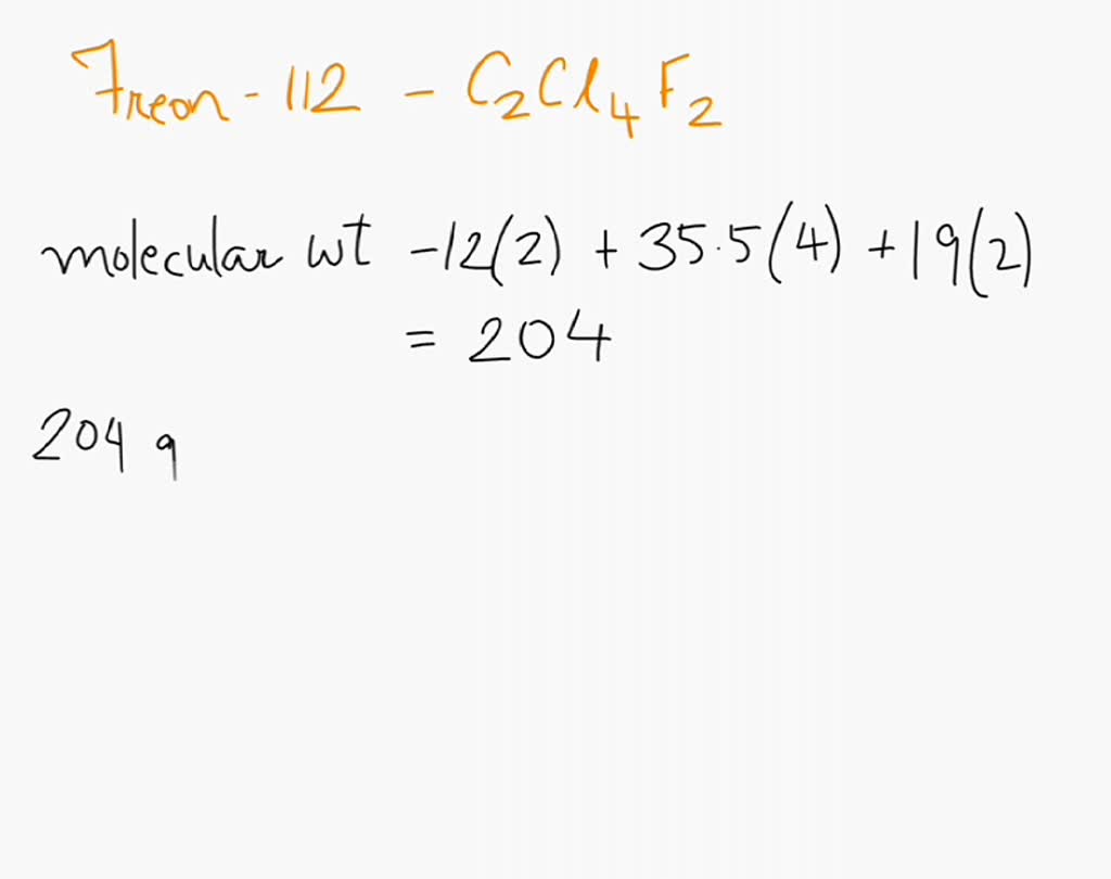 SOLVED Calculate the mass percent of Cl in Freon112 (CCl2F2