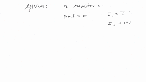 a-set-of-n-equal-resistors-of-value-r-each-are-connected-in-series-to-a-battery-of-emf-e-and-internal-resistance-r-the-current-drawn-is-i-now-the-n-resistors-are-connected-in-parallel-to-the-same-batt