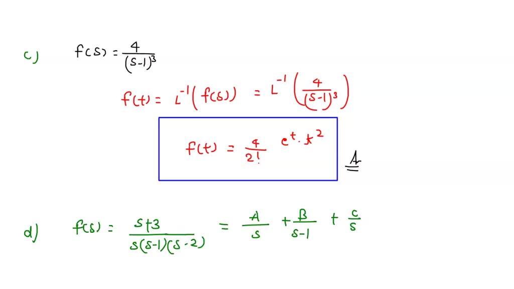 Solved For Each Of The Following Use The Table Of Laplace Transforms