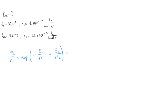 for-a-particular-chemical-reaction-the-rate-constant-at-300-c-is-138-x-10-4-l-mol-1-s-1-while-the-value-at-490-c-is-121-x-10-3-l-mol-1-s-1-what-is-the-activation-energy-for-this-reaction-a-9-28763