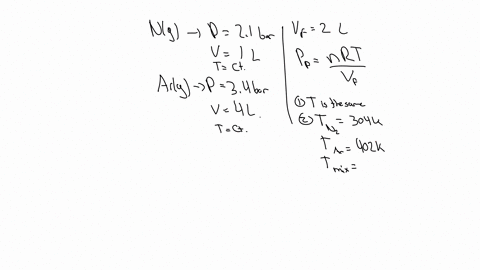 one-liter-of-n-g-at-21-bar-and-two-liters-of-arg-at-34-bar-are-mixed-in-a-40-l-2-flask-to-form-an-ideal-gas-mixture-calculate-the-value-of-the-final-pressure-of-the-mixture-if-the-initial-an-74776