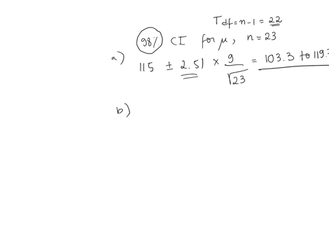 a-simple-random-sample-of-size-n-is-drawn-from-a-population-that-is-normally-distributed-the-sample-mean-x-is-found-to-be-115-and-the-sample-standard-deviation-s-is-found-to-be-9-a-construct-79517