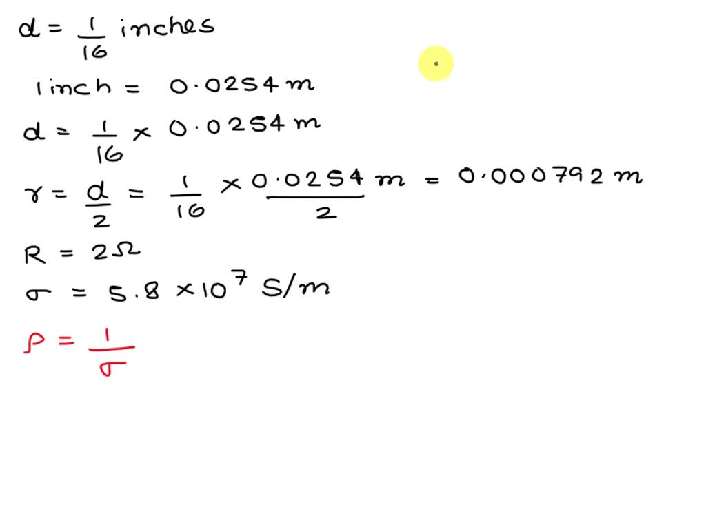SOLVED Calculate the length of the copper wire having a diameter of 1/