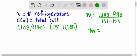 a-company-manufactures-small-refrigerators-the-total-cost-to-manufacture-103-refrigerators-is-9140-the-total-costs-to-manufacture-131-refrigerators-is-11100-assume-that-total-cost-c-is-linea-61625
